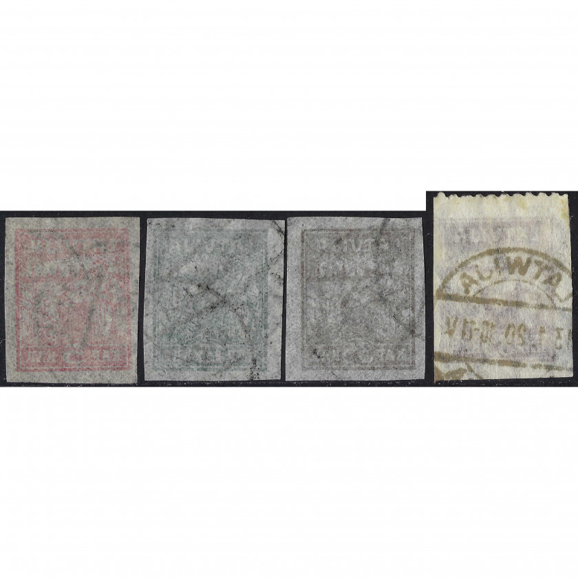 1919, Латвия,  5k-35k, Соловьев #26A-#28A, Литография, ВЗ