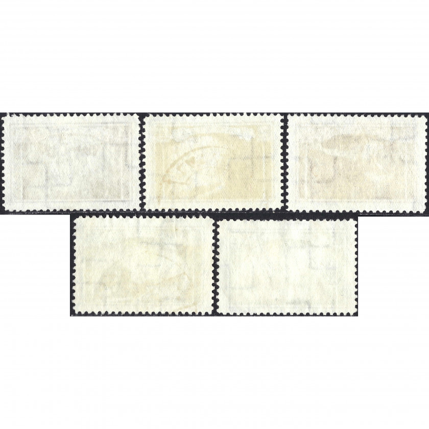 1932, Латвия, 1+11s-5+45s, Соловьев #187-#191, Литография, ВЗ, P11