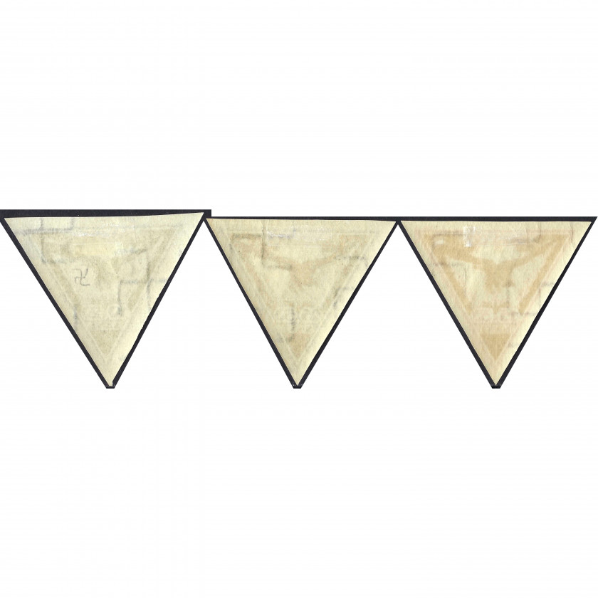 1932, Латвия, 10+20s-25+50s, Соловьев #197A-#199A, Литография, ВЗ, Авиапочта