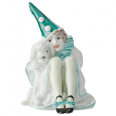 Porcelain figure "Pierrette with a poodle"