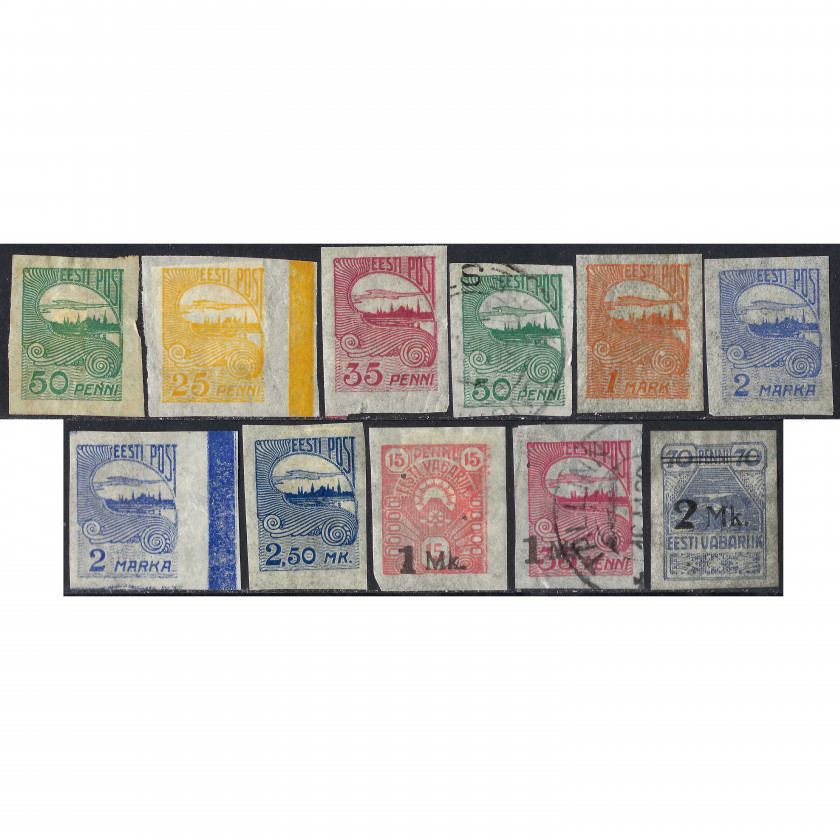 1920, Эстония, 25p-2m/70p, Соловьев #16-#25, Типография, Без ВЗ