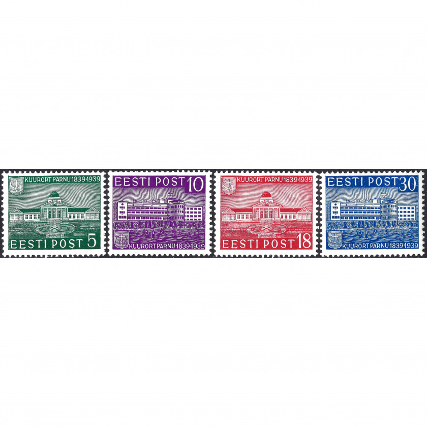 1939, Igaunija, 5s-30s, Solovjovs #152-#155, Tipogrāfija, Bez zīmoga, P13½:14, Pērnavai - 100 gadi