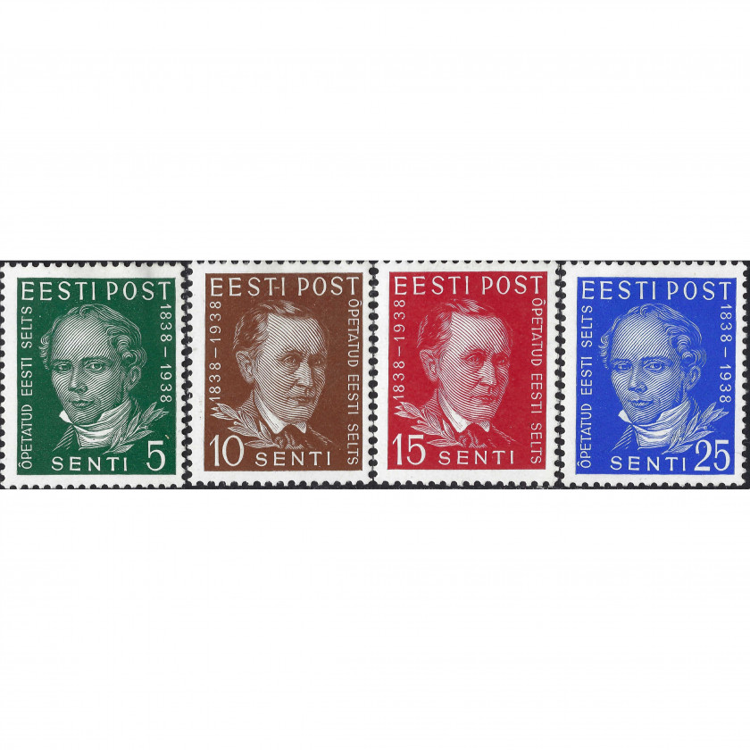1938, Эстония, 5s-25s, Соловьев #142-#145, Типография, P13.5:14, Без ВЗ