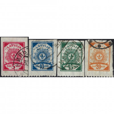 1919, Латвия, 5k-20k, Соловьев #15-#18, Литог...