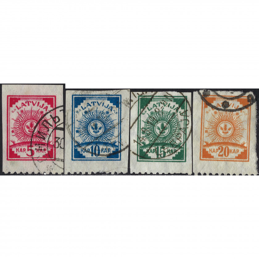 1919, Латвия, 5k-20k, Соловьев #15-#18, Литография, ВЗ, P9.5