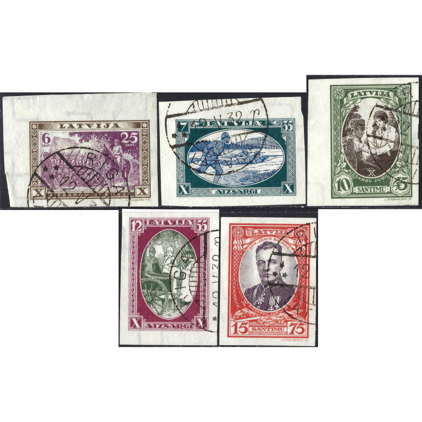 1932, Латвия, 6s-1L, Соловьев #192A-#196A, Литография, ВЗ