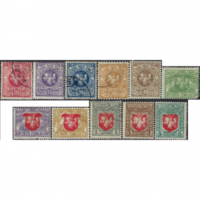 1919, Литва, 10s-5a, Соловьев #38-#48, Литогр...