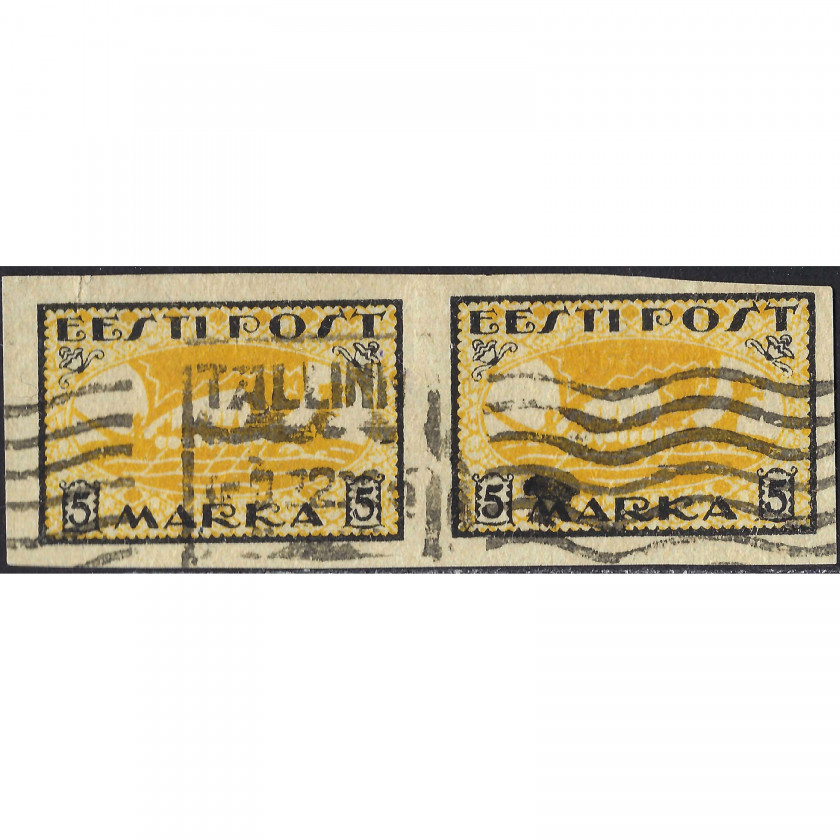 1919, Эстония, 5m, Соловьев #12, Литография, Без ВЗ