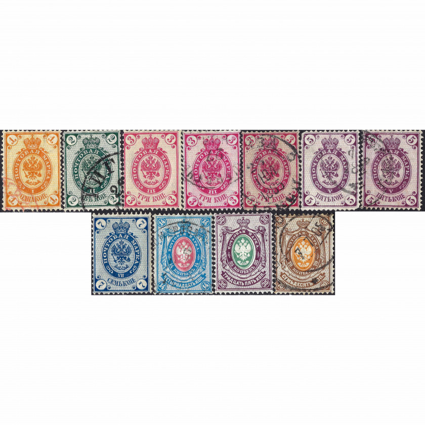 1884, Российская Империя, 1k-70k, Соловьев #29-#36, Типография, ВЗ, P14½:15