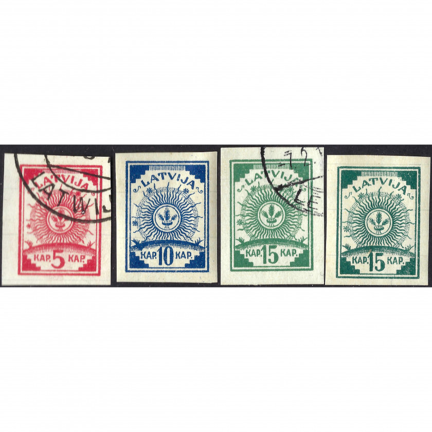 1919, Latvia, 5k-15k, Solovyov #2-#4a / Michel #3B-#5B, Lithographed, UnWmk