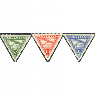 1928, Latvia, 10s-25s, Solovyov #133-#135 / M...