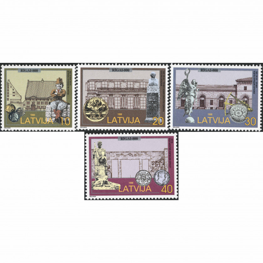 1998, Латвия, 10s-40s, Мишель #481-#484, Офсет, Без ВЗ, P13.5:14