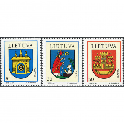 1993, Lietuva, 5c-50c, Michel #526-#528, Ofse...