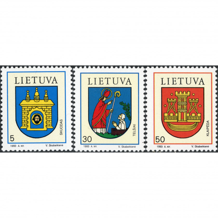 1993, Литва, 5c-50c, Мишель #526-#528, Офсет, Без ВЗ, P11
