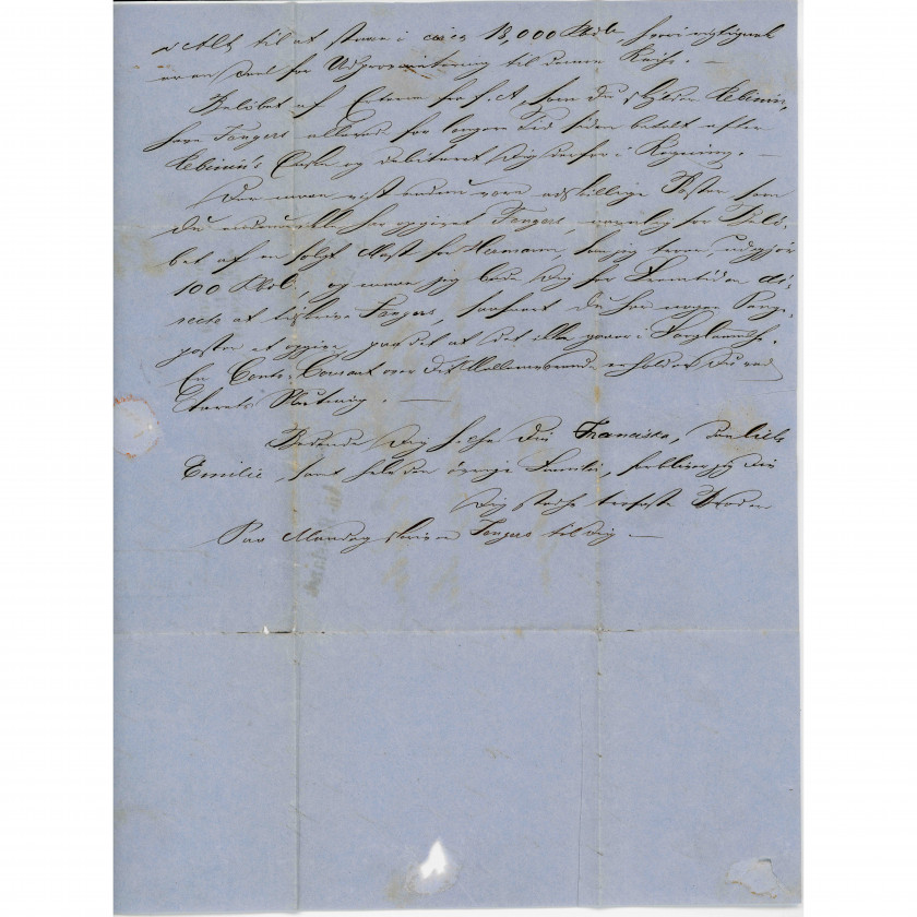 1857, Latvija (Krievijas Impērija), Salocīta komerciāla vēstule, kas nosūtīta no Rīgas uz Kopenhāgenu (Dānija)