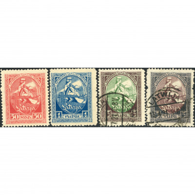 1920, Latvia, 50k-5Rub, Solovyov #40-#43 / Mi...