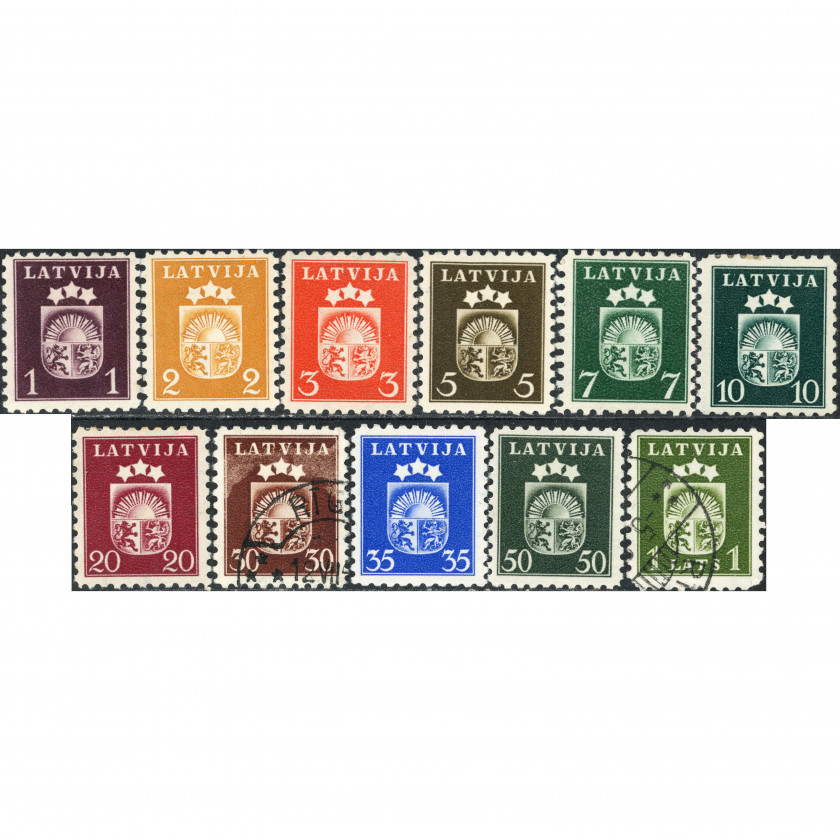 1940, Латвия, 1s-1L, Соловьев #274-#284 / Мишель #281-#291, Фототипия, ВЗ, P11½