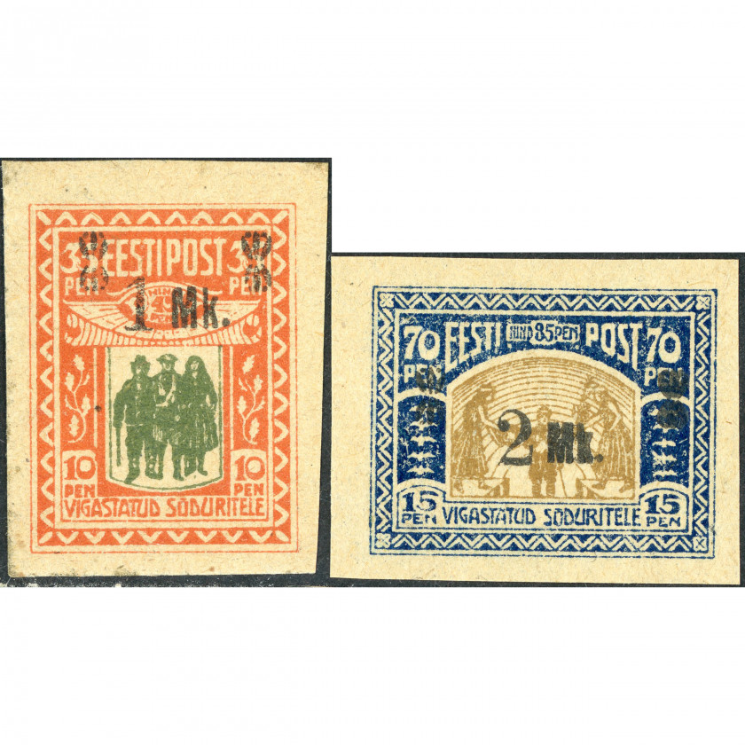 1920, Estonia, 35+10p-70+15p, Solovyov #28-#29, Lithographed, UnWmk