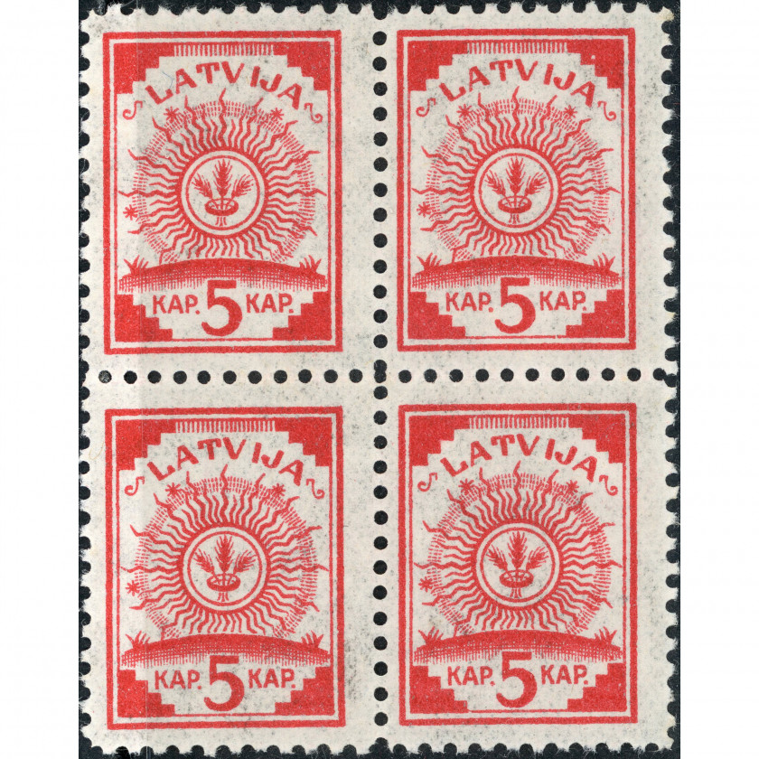 1919, Латвия, 5k, Соловьев #6A / Мишель #7A, Литография, Без ВЗ, P11.5