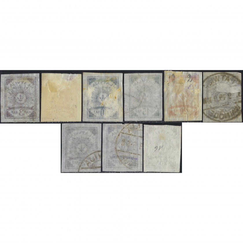 1919, Латвия, 3k-75k, Соловьев #5-#13, Литография, Без ВЗ