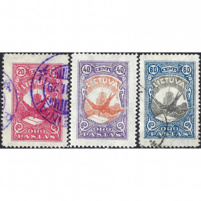 1924, Литва, 20c-60c, Соловьев #230-#232, Лит...