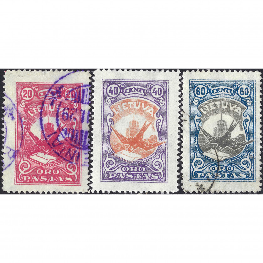 1924, Литва, 20c-60c, Соловьев #230-#232, Литография, ВЗ, P11