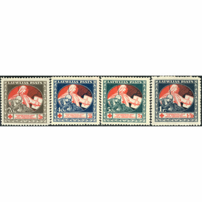 1921, Latvia, 20+10k-1Rub+30k, Solovjovs #44-...