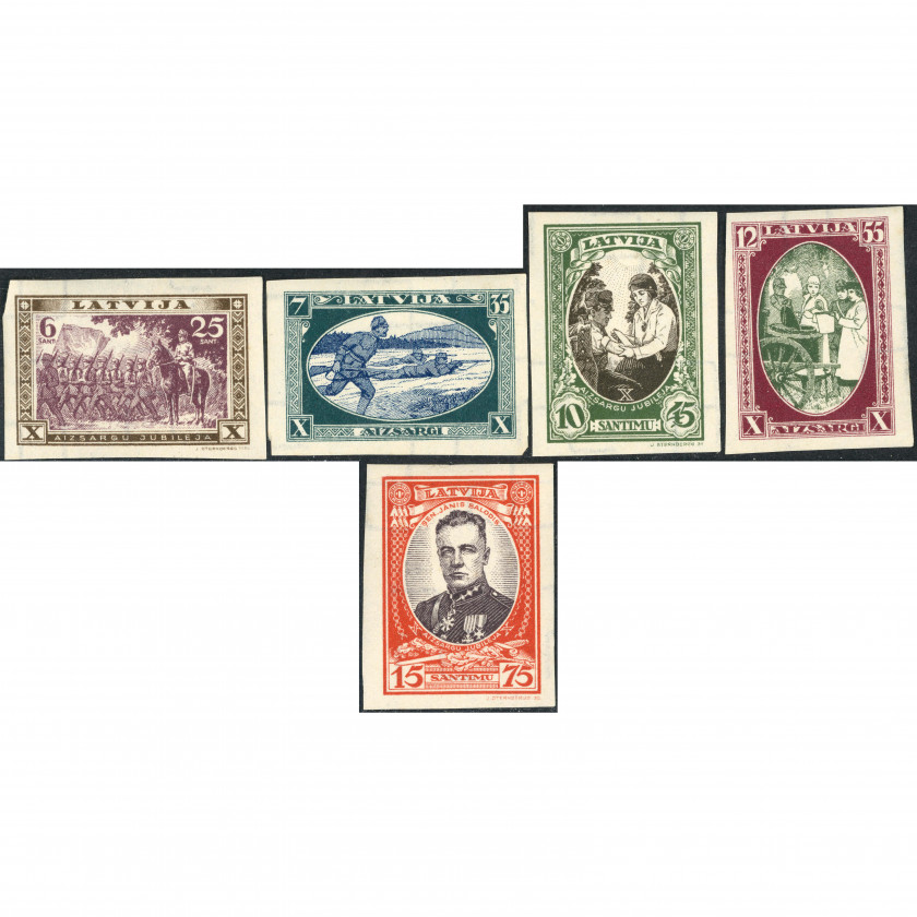 1932, Latvia, 6s-15s, Solovjovs #192A-#196A / Michel #198B-#202B, Litogrāfija, Ar zīmogu