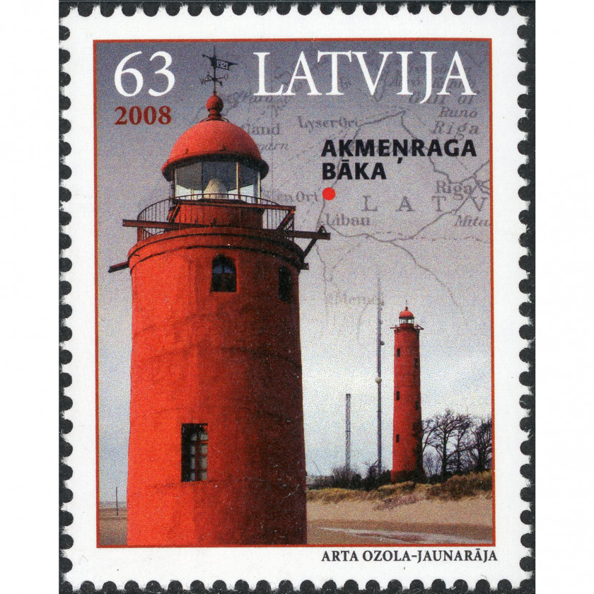 2008, Латвия, 63s, Мишель #733A, Офсет, Без ВЗ, P14:13.5