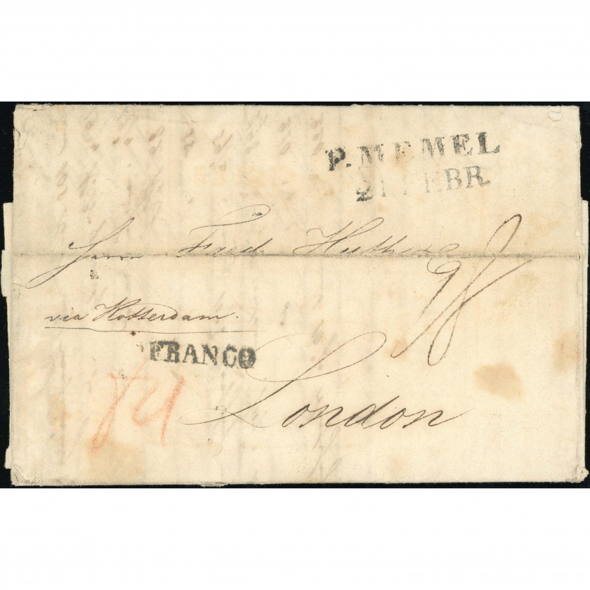 1827, Латвия (Российская Империя), Складное коммерческое письмо, отправленное из Риги (Российская Империя) в Лондон