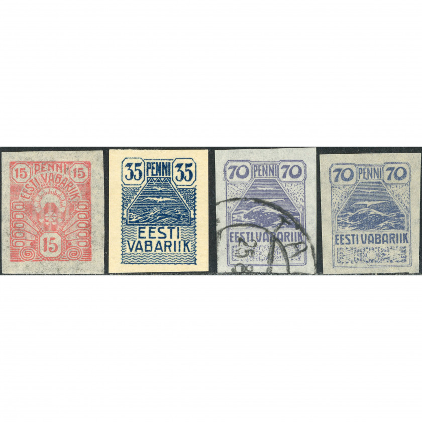 1919, Estonia, 15p-70p, Solovyov #8-#10A / Michel #9-#11, Typographed
