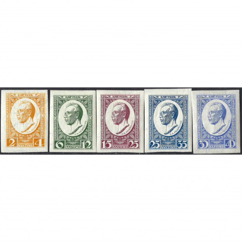 1929, Latvia, 2+16s-30+40s, Solovyov #151A-#155A, Lithographed, Wmk