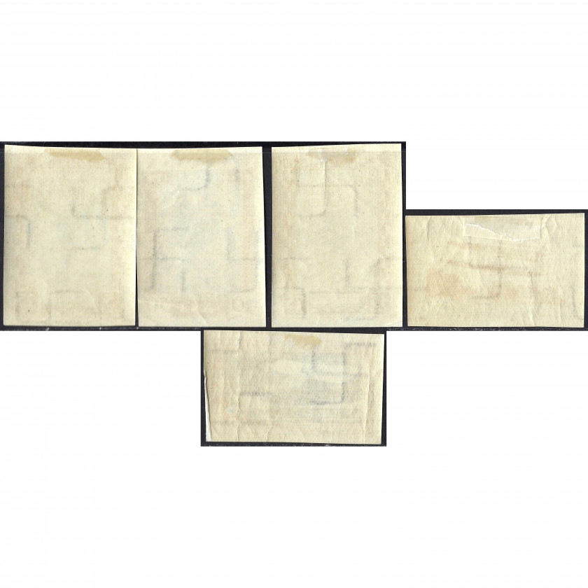 1932, Латвия, 5+25s-25+125s, Соловьев #204A-#208A, Литография, ВЗ, Авиапочта