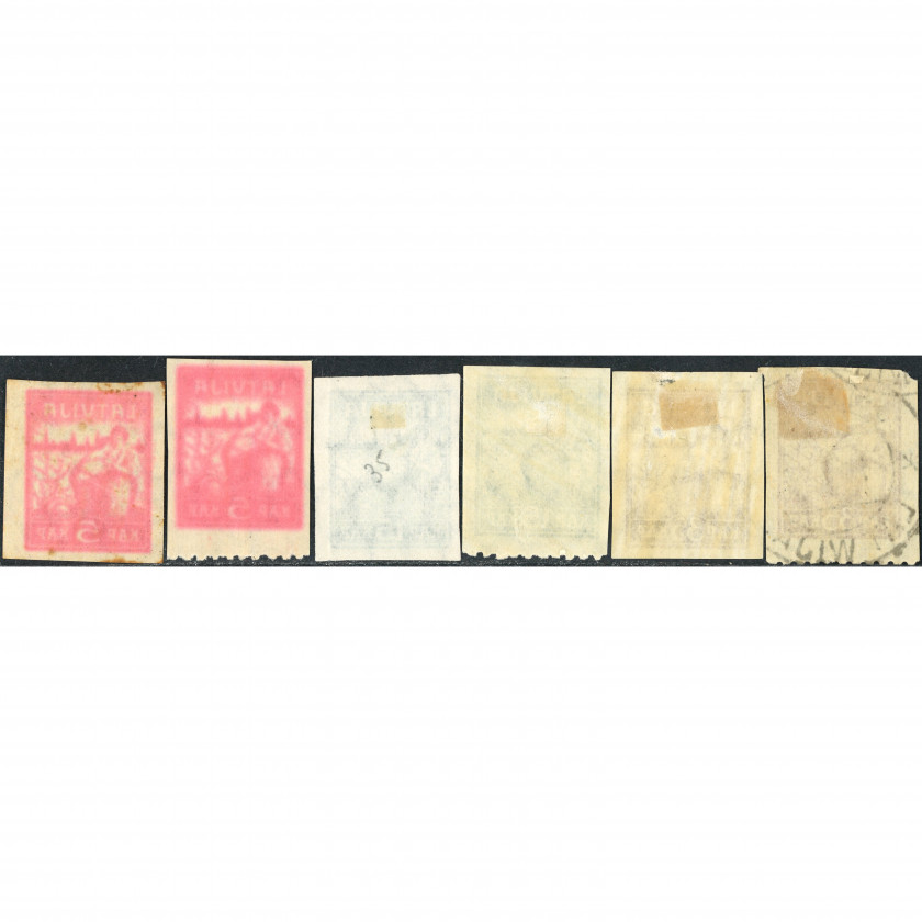 1919, Latvia, 5k-35k, Solovyov #26-#28 / Michel #25x-#27x, Lithographed, Wmk