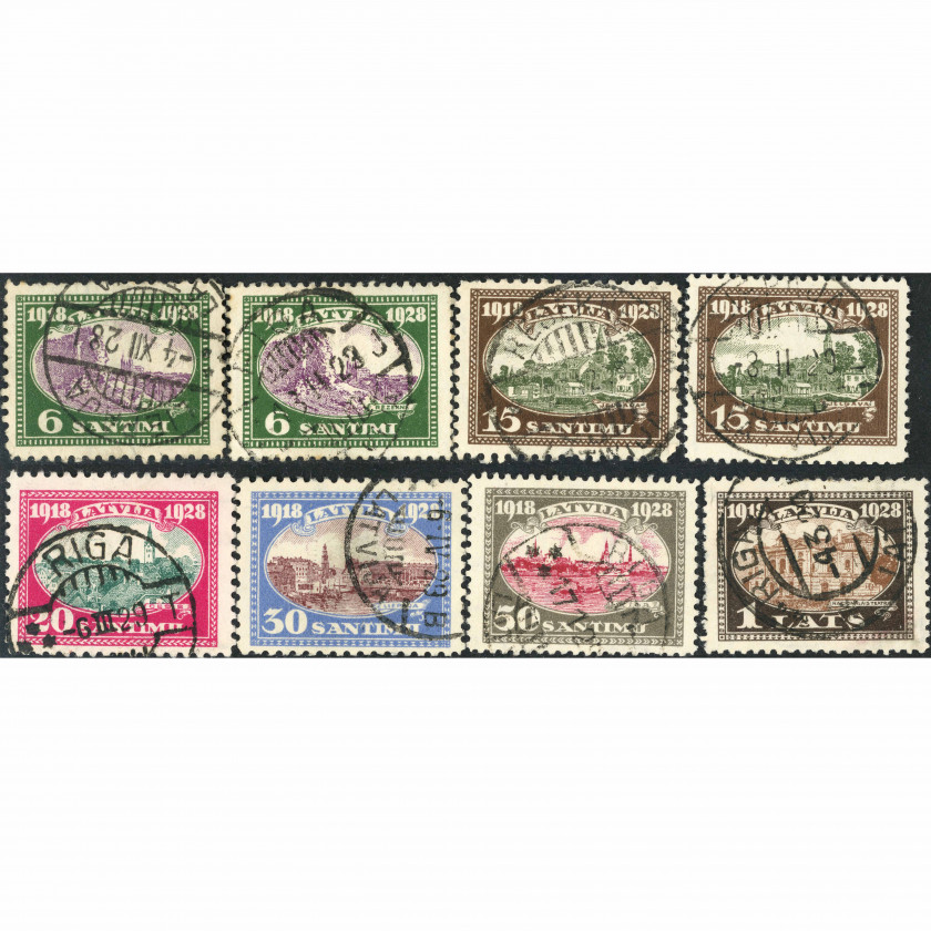 1928, Latvia, 6s-1L, Solovyov #139-#144 / Michel #132-#137, Lithographed, Wmk, P10