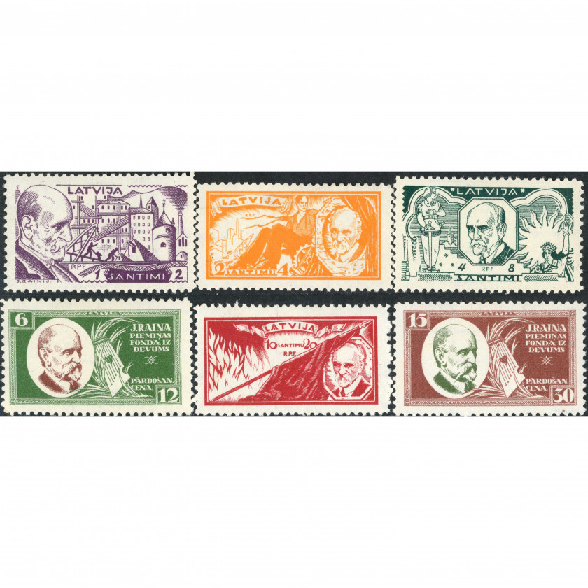 1930, Latvia,1s-15s, Solovjovs #156-#161 / Michel #153A-#158A, Litogrāfija, Ar zīmogu, P11.5