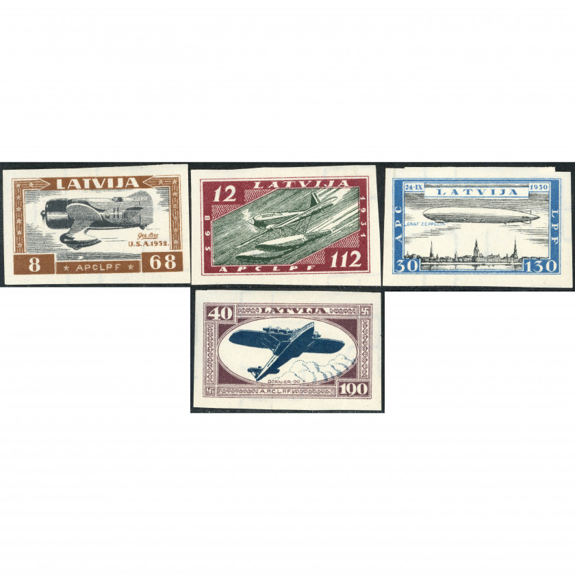 1933, Latvia, 8s-40s, Solovyov #221A-#224A / Michel #228B-#231B, Lithographed, Wmk