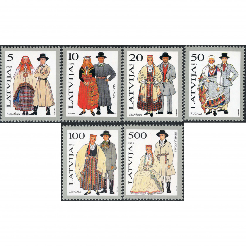 1993, Latvia, 5s-500s, Michel #351-#356, Ofset, Bez zīmoga, P13