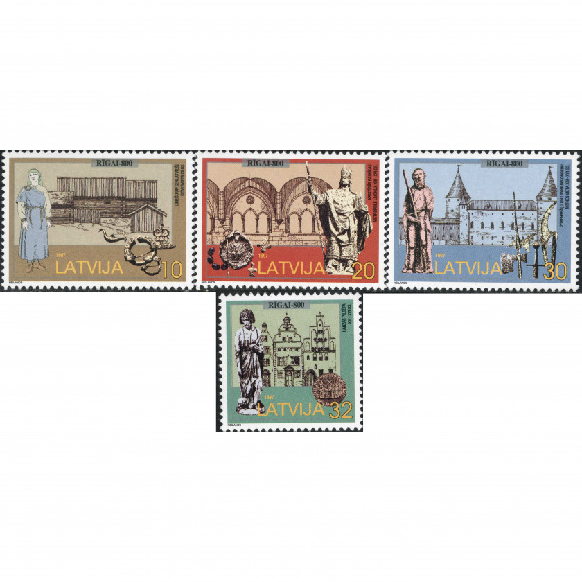1997, Латвия, 10s-32s, Мишель #467-#470, Офсет, Без ВЗ, P13:14