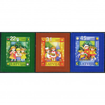 2007, Latvia, 22s-45s, Michel #716-#718, Offs...