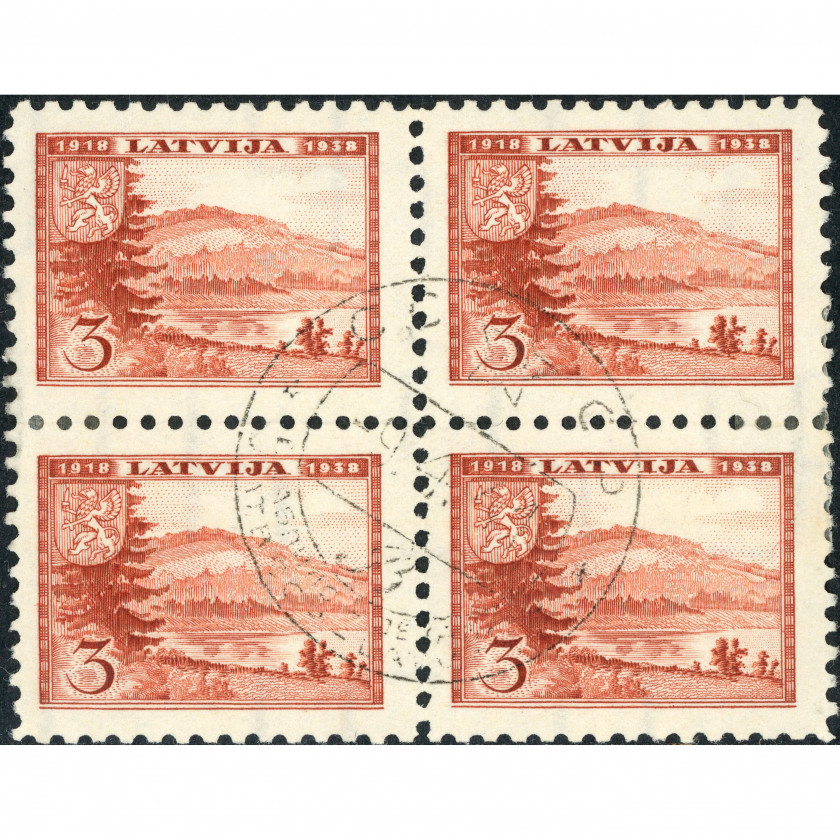 1938, Латвия, 3s, Соловьев #257 / Мишель #264, Литография, ВЗ, P10