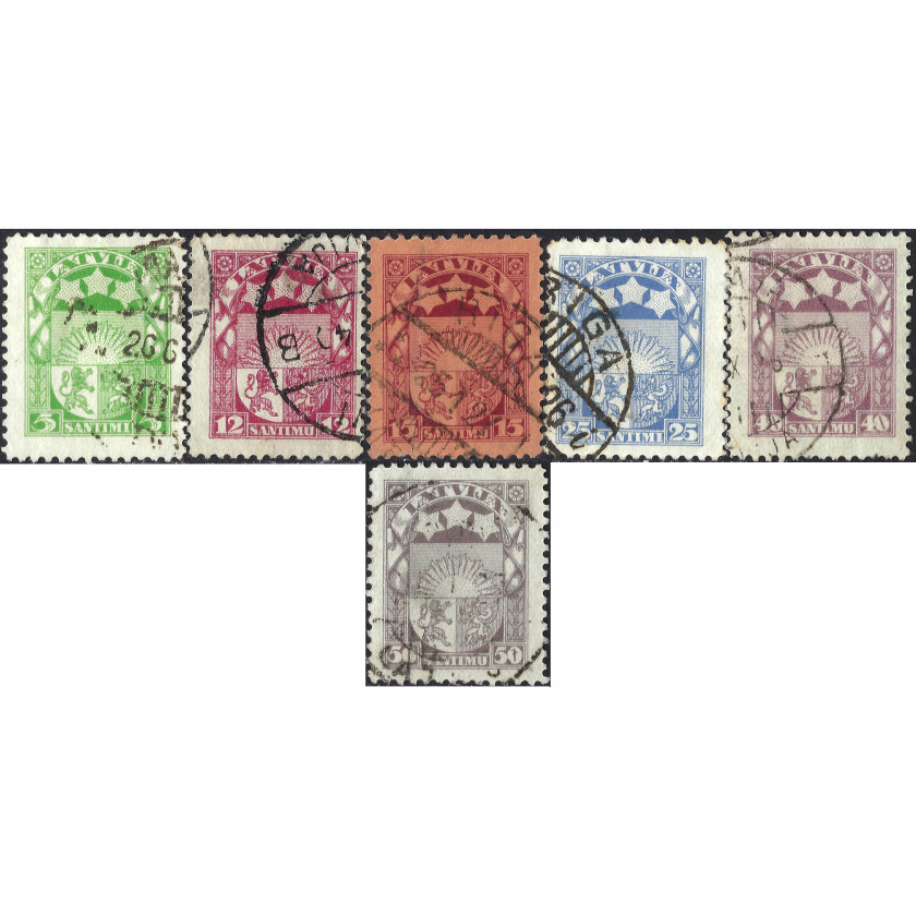 1923, Латвия, 5s-50s, Соловьев #85-#94, Литография, ВЗ, P11.5