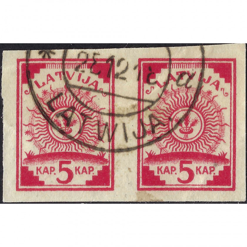 1918, Латвия, 5k, Соловьев #1B, Литография, Без ВЗ