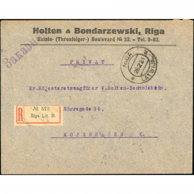 1921, Latvija, Starptautiska ierakstīta vēstu...
