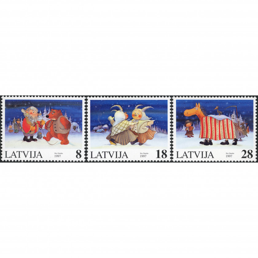 1997, Латвия, 8s-28s, Мишель #471-#473, Офсет, Без ВЗ, P14