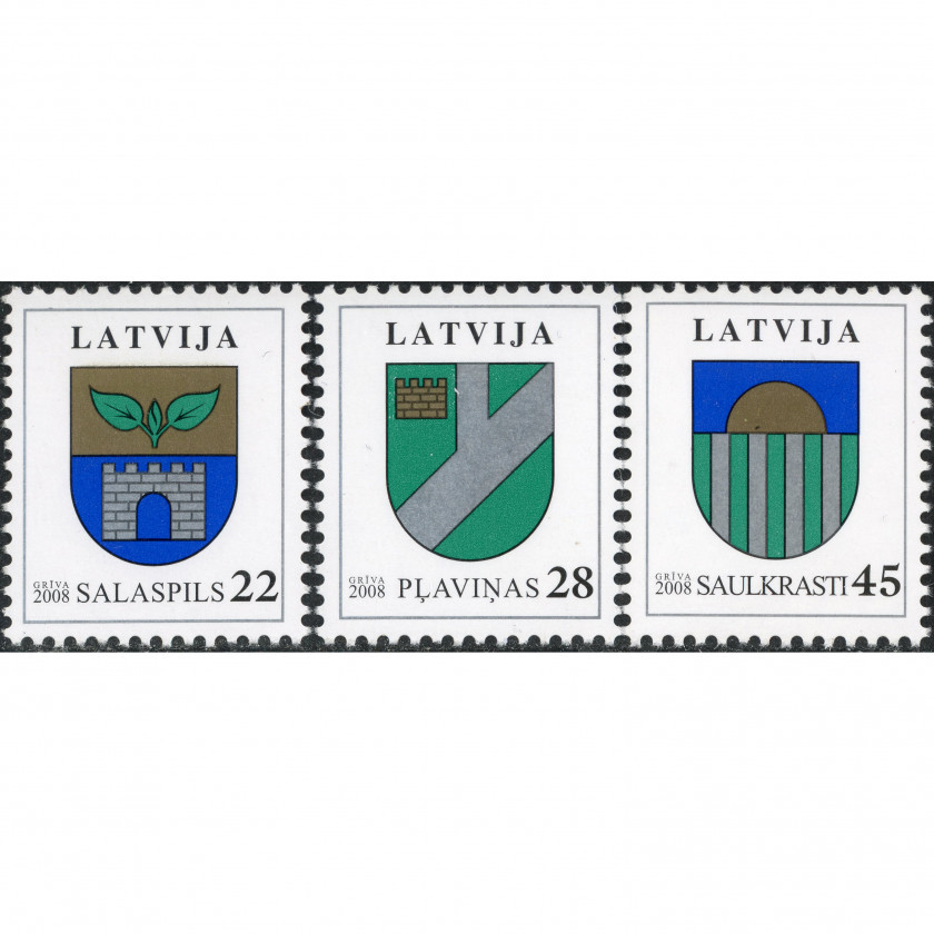 2008, Латвия, 22s-45s, Мишель #719-#721, Офсет, Без ВЗ, P13.5:14