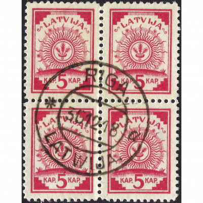 1918, Латвия, 5k, Соловьев #1A, Литография, Б...