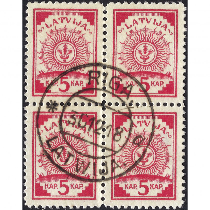 1918, Латвия, 5k, Соловьев #1A, Литография, Без ВЗ, P11.5