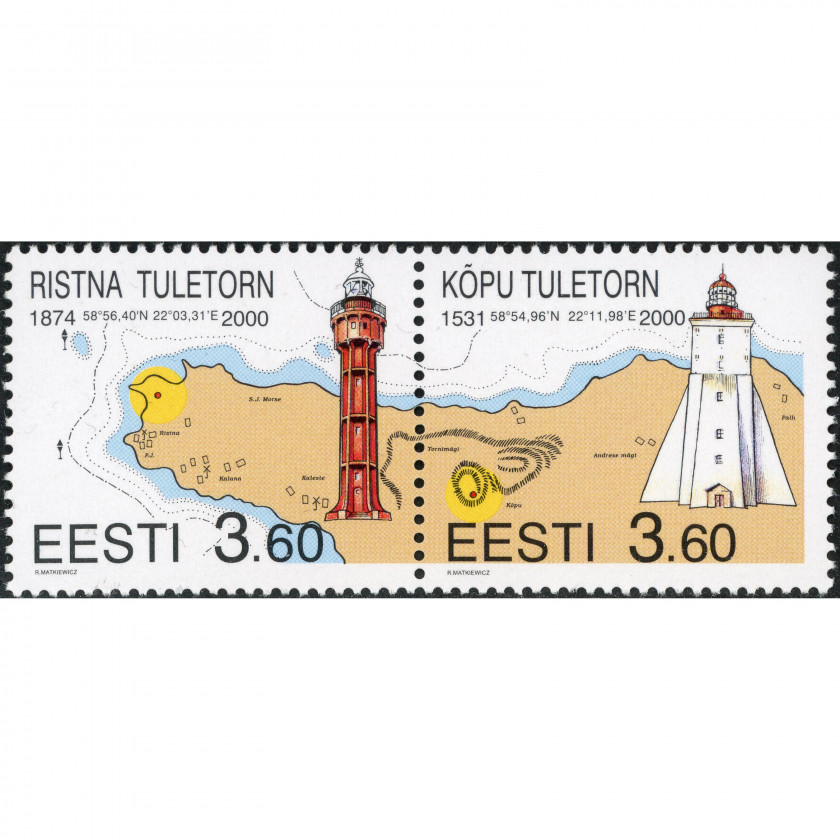 2000, Estonia, 3.60Kr, Michel #365-#366, Ofset, Bez zīmoga, P14