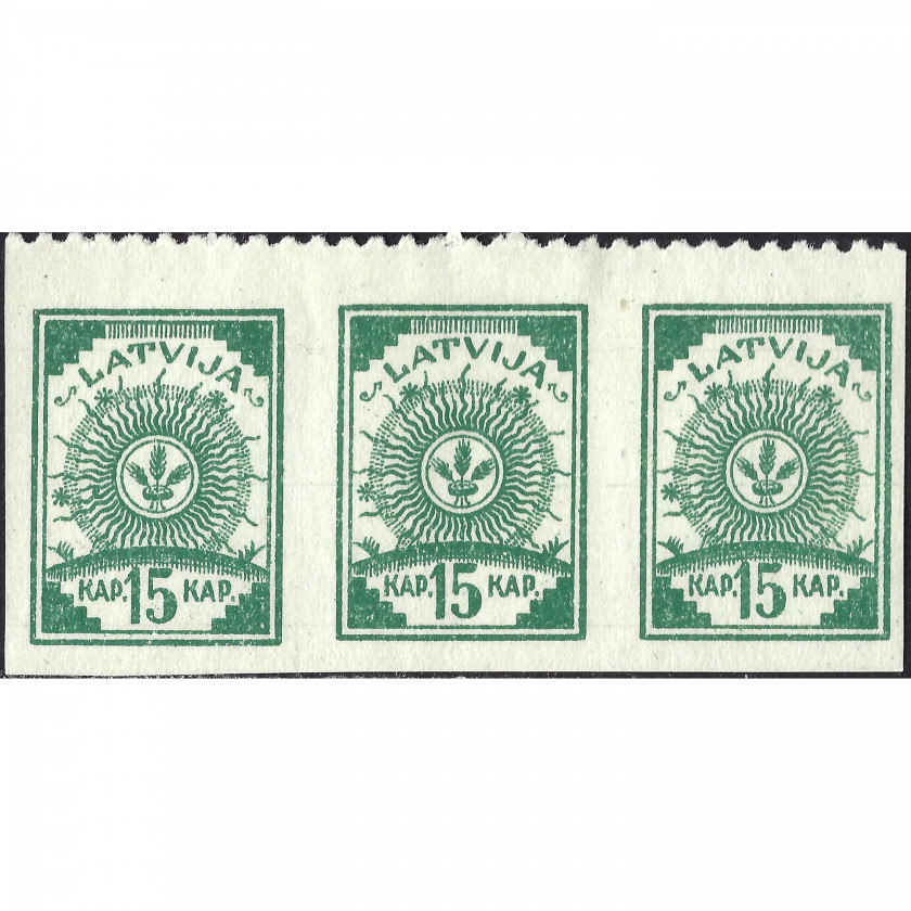 1919, Латвия, 15k, Соловьев #4, Литография, Без ВЗ, P9.5